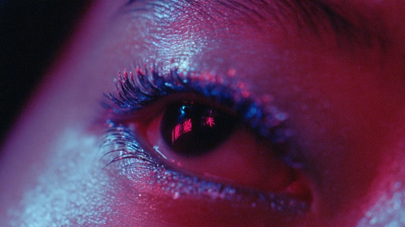 Neon Iris · by Marco · eye close-up, neon catchlight, glitter liner