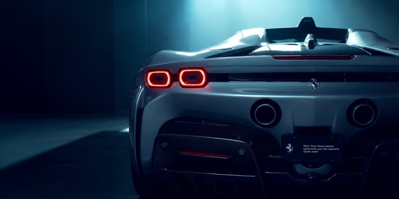 Ferrari SF90 Spec Ad · by Allar Haltsonen · automotive close-up, spec ad, tail light