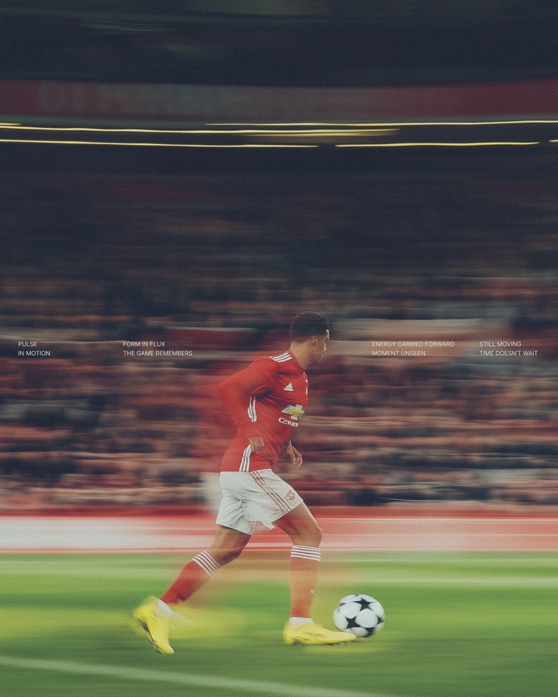 Football in Motion · by Bernardo Lickfold · football, motion blur, red kit