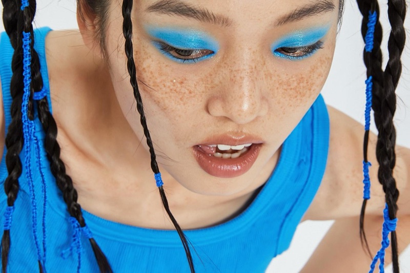 Thread Study · by NowhereManGo · freckles, blue glitter eyeshadow, black braids