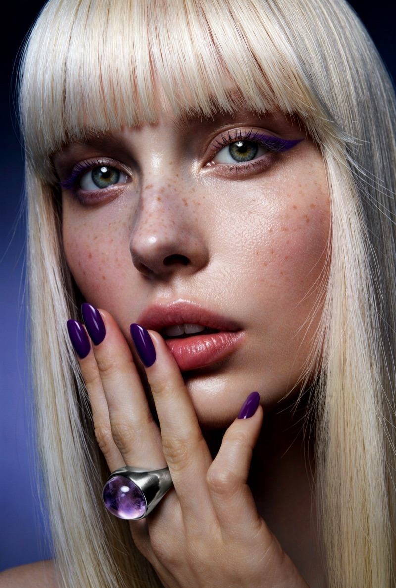 Amethyst Ring · by PavloKliuchanskyi · blunt bangs, purple liner, amethyst ring