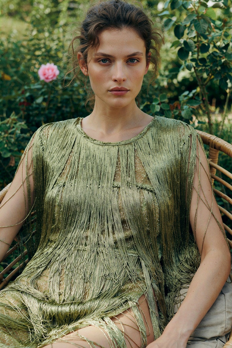 Olive Fringe · by kicolopez684 · fringe dress, rattan chair, garden rose