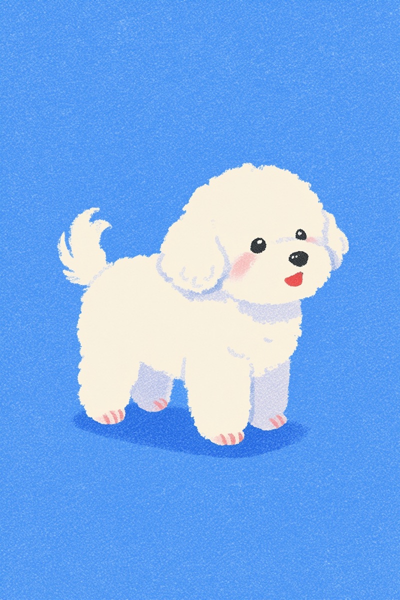 Fluff Study · by NowhereManGo · white puppy, curly tail, button eyes