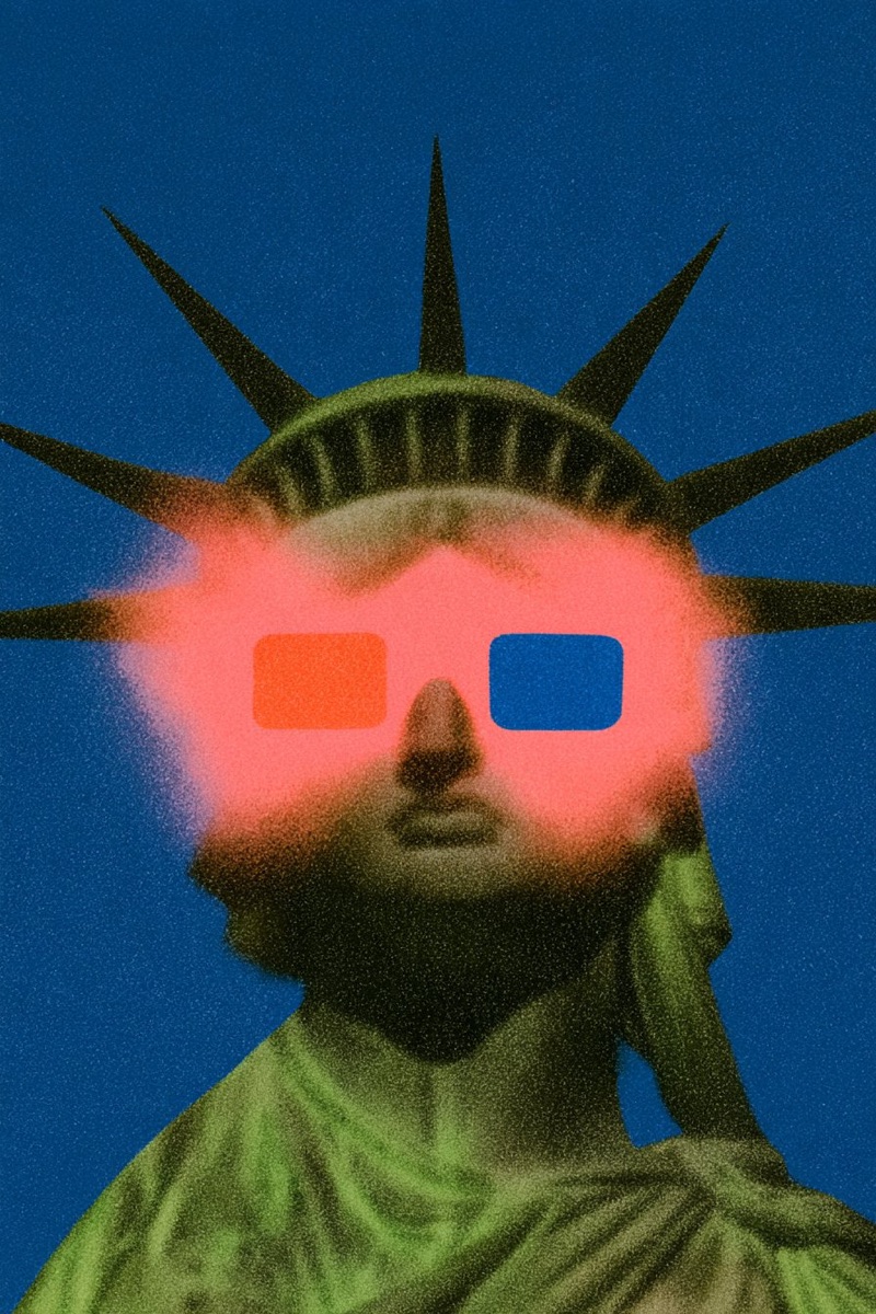 Orange Mist · by Gizem Akdag · grain texture, orange haze, Statue of Liberty