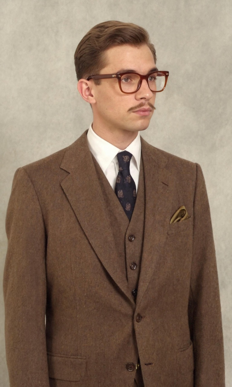 Brown Three-Piece · by Grain_and_gain · three-piece suit, tortoiseshell glasses, studio portrait