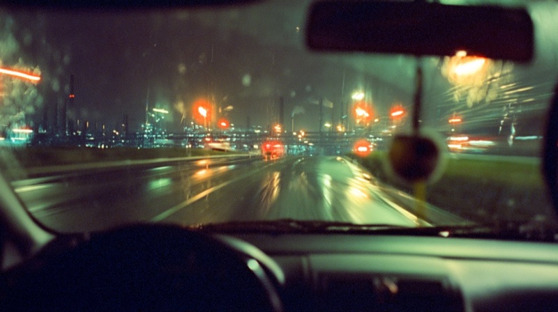 Midjourney V8 Light Studies · by Hrant Khachatryan · light studies, rainy car, interior shadow