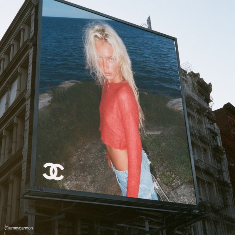 Chanel Billboard · by Jamey Gannon · chanel billboard, red sweater, ocean backdrop