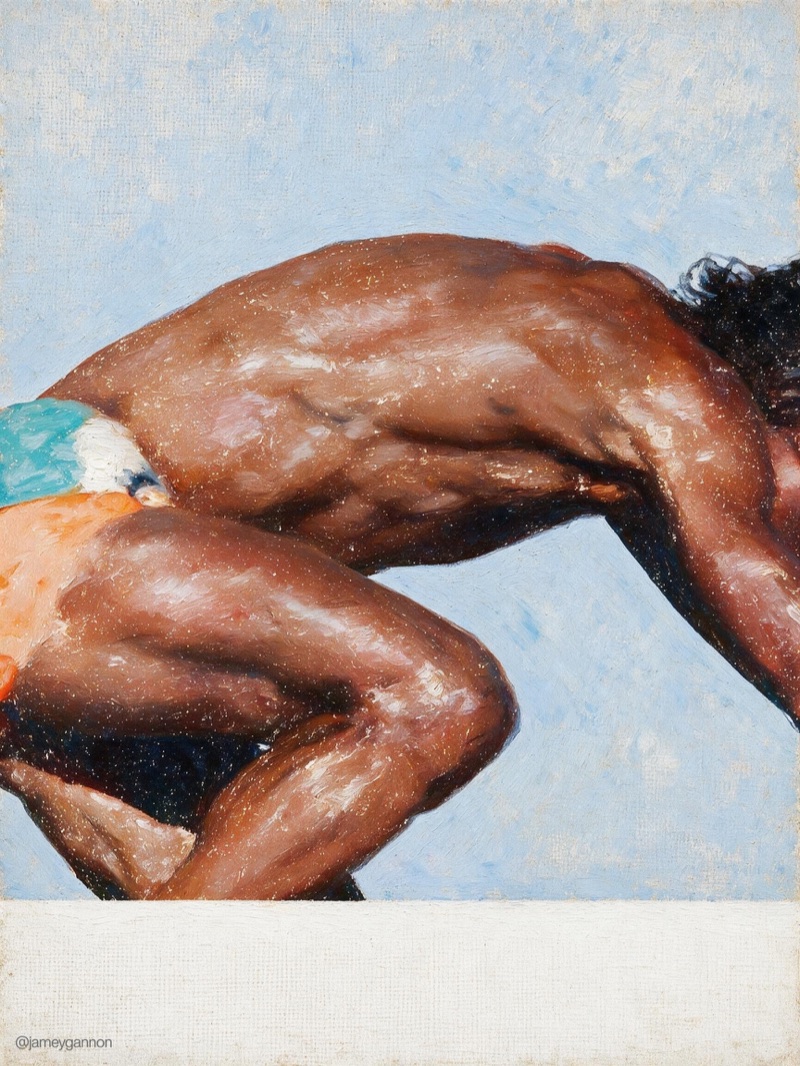 Diver Study · by Jamey Gannon · oil painting, diver, impressionism